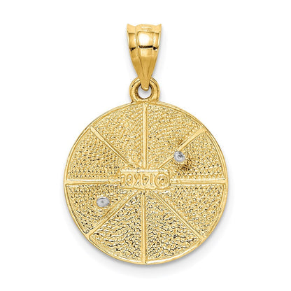 14k Two-tone Gold  Solid Satin Finish Flat Back Star of David Disc Charm Pendant