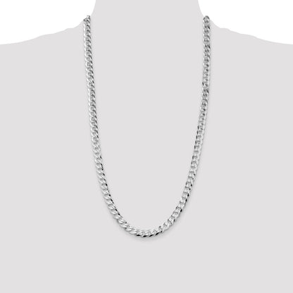 Sterling Silver Rhodium-plated 8.5mm Flat Curb Chain