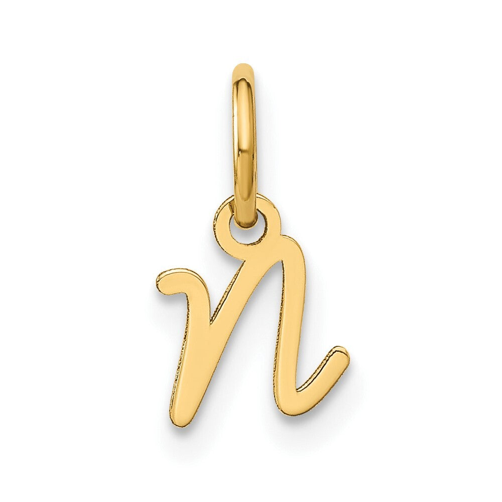 14k Yellow Gold Upper case Letter N Initial Charm Pendant for Women