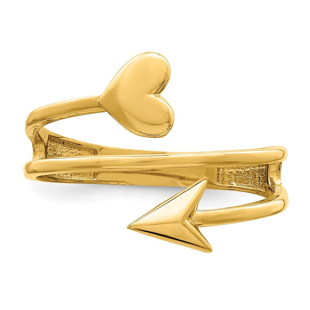 14K Yellow Gold Heart and Arrow Ring Size 7