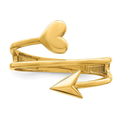 14K Yellow Gold Heart and Arrow Ring Size 7