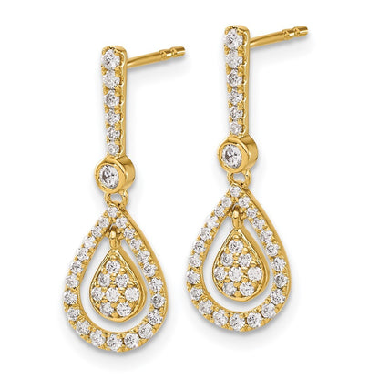 14k Yellow Gold Diamond Fancy Teardrop Dangle Earrings