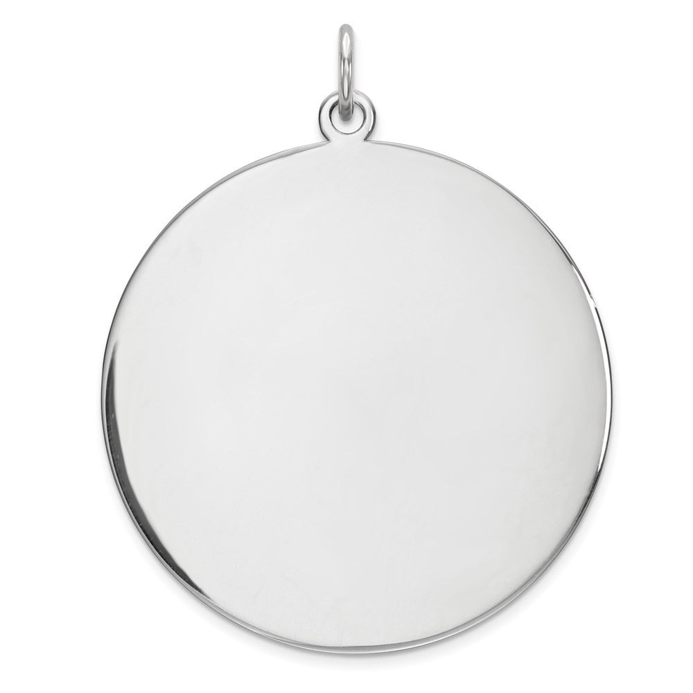 Sterling Silver Rhod-plated Rnd Polish Front Satin Back Disc Charm