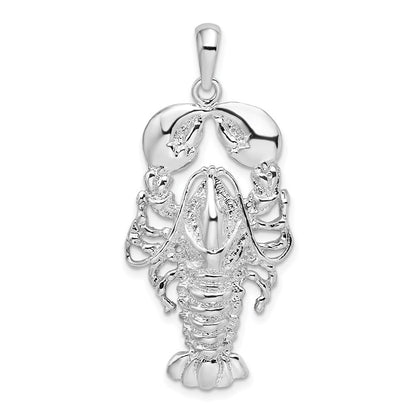Sterling Silver Rhodium-Plated Polished Maine Lobster Pendant