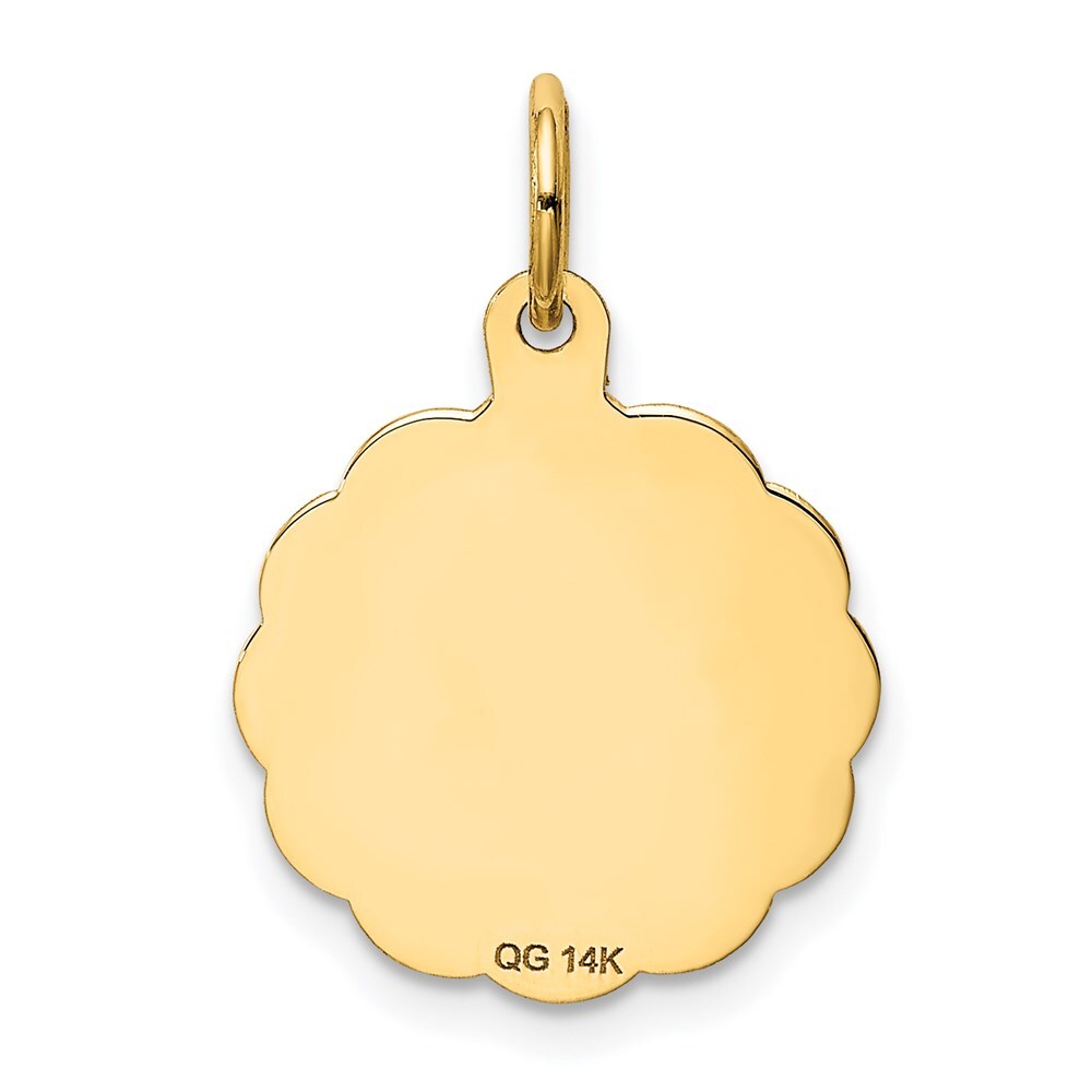 14k Yellow Gold Merry Christmas Disc Charm Pendant for Women
