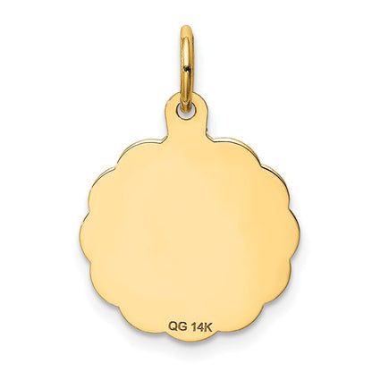 14k Yellow Gold Merry Christmas Disc Charm Pendant for Women