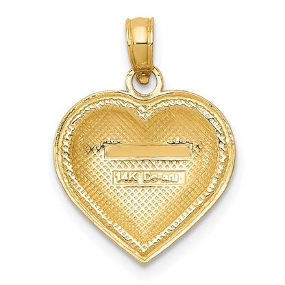 14k Yellow Gold Polished Domed Heart Pendant for Women