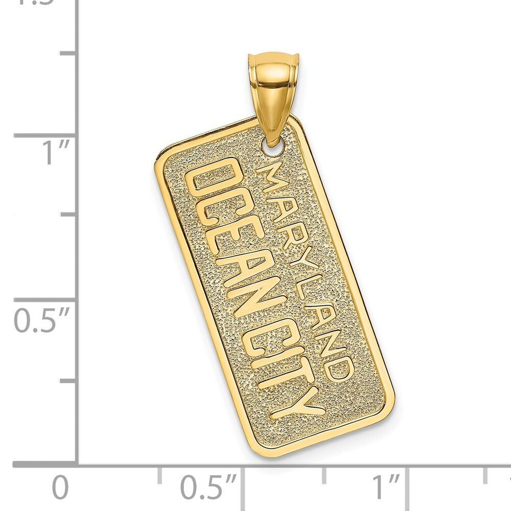14k Yellow Gold MARYLAND OCEAN CITY License Plate Charm Pendant for Women