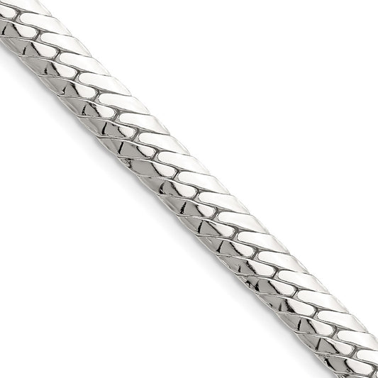 Sterling Silver Polished 6.25mm Double Oval Flat Chain Necklace