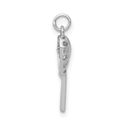 14k White Gold Diamond Lacrosse Stick Pendant for Women