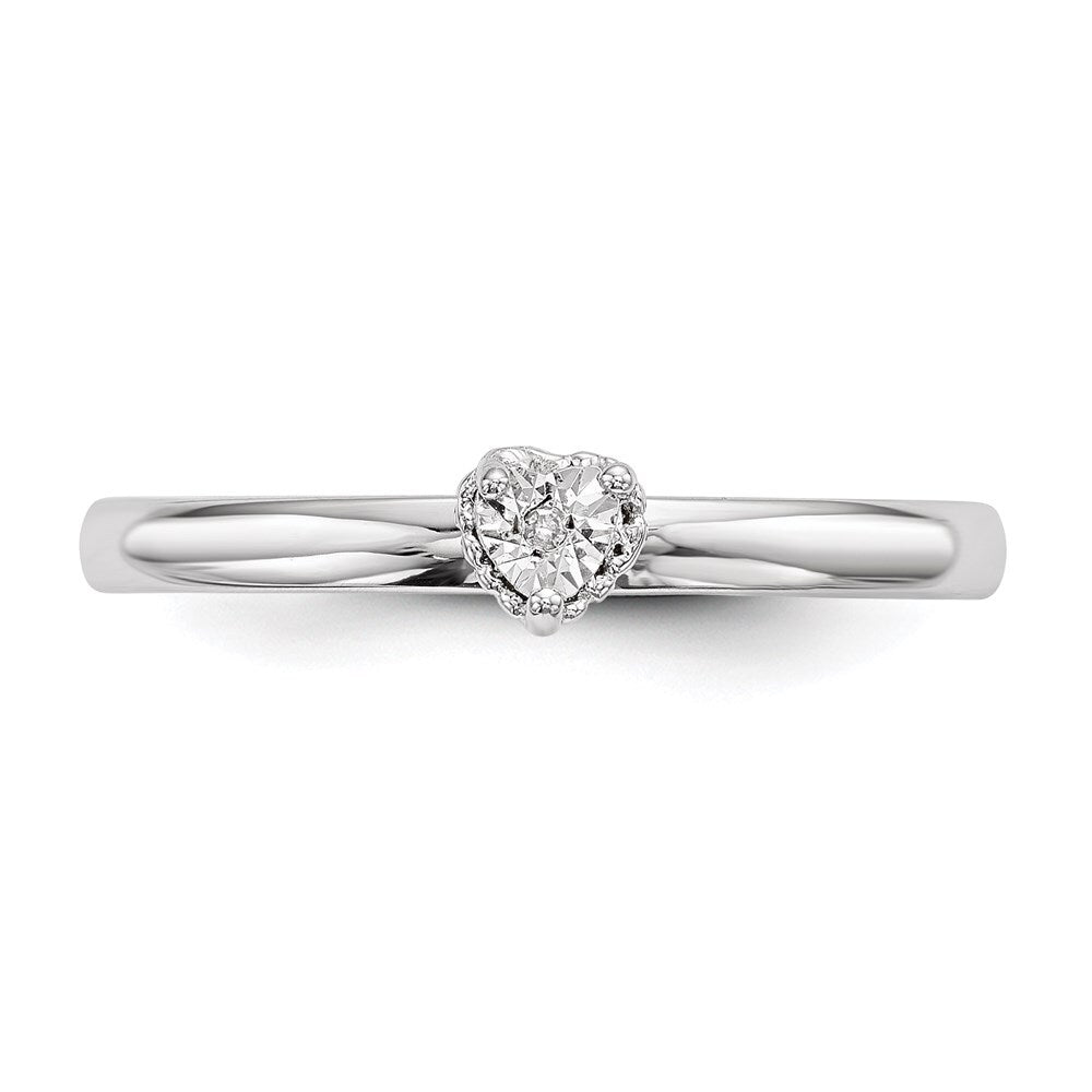 Sterling Silver Rhodium Plated Polished Diamond Square Shape Ring Size 8