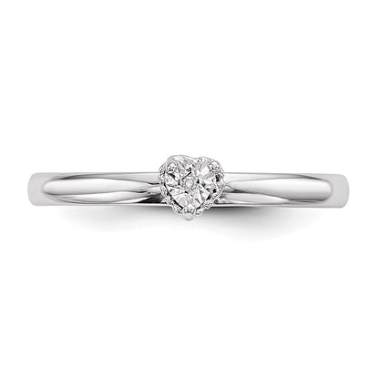 Sterling Silver Rhodium Plated Polished Diamond Square Shape Ring Size 8