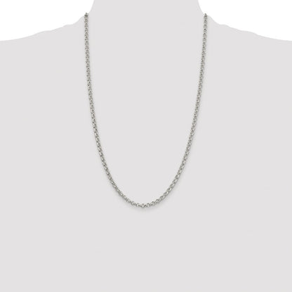 Sterling Silver Rhodium-plated 4mm Rolo Chain