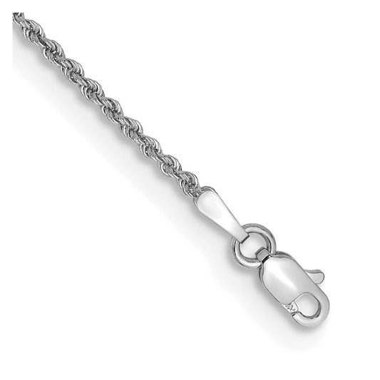 14K White Gold 7 inch 1.5mm Regular Rope Chain Bracelet