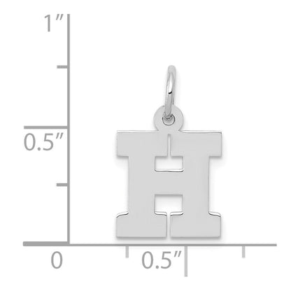 14k White Gold Small Block Letter H Initial Charm Pendant for Women