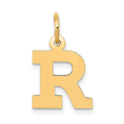 14k Yellow Gold Small Block Letter R Initial Charm Pendant for Women