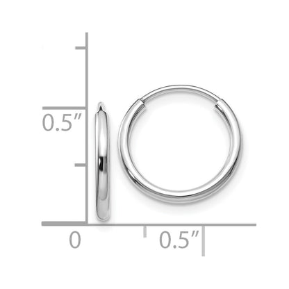 14k White Gold 1.5mm Polished Endless Hoop Earrings Gift for Women