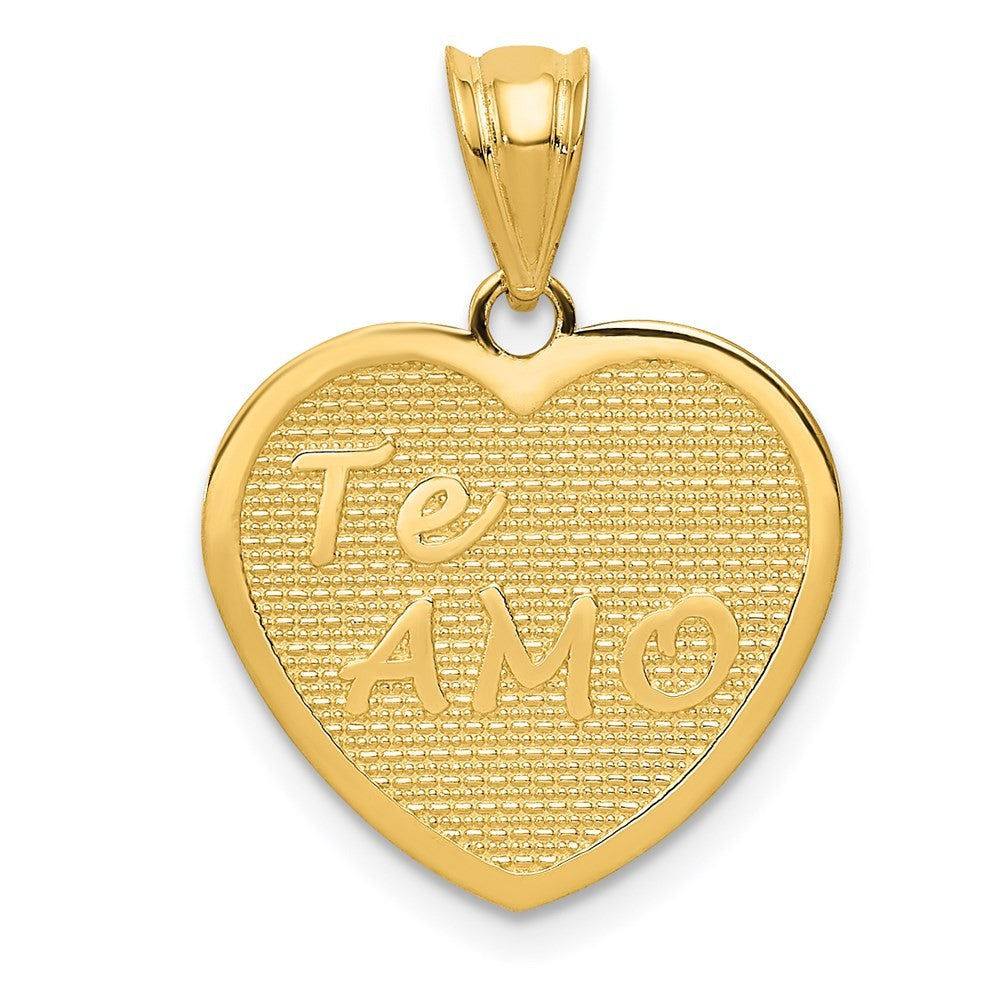 14k Yellow Gold Polished TE AMO Heart Pendant