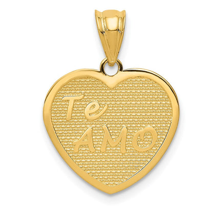 14k Yellow Gold Polished TE AMO Heart Pendant