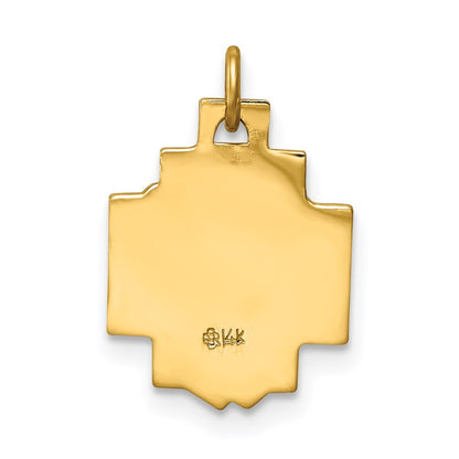 14k Yellow Gold Hollow Polished/Satin Small Jesus Cross Medal Pendant for Women