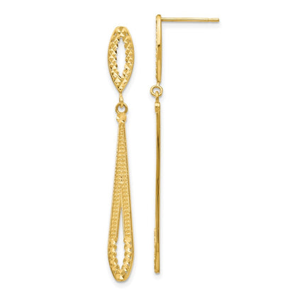 14k Yellow Gold Diamond-cut Dangle Earrings