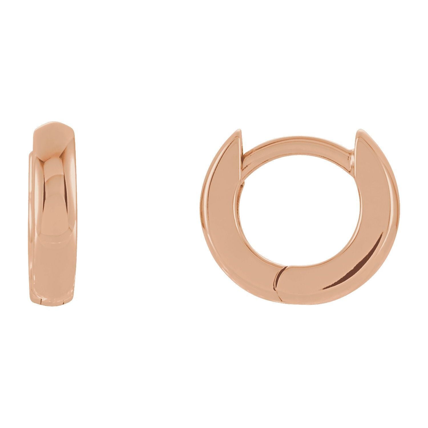 14k Rose Gold 9.5 mm Hinged Hoop Earrings Fine Jewelry Gift for Women