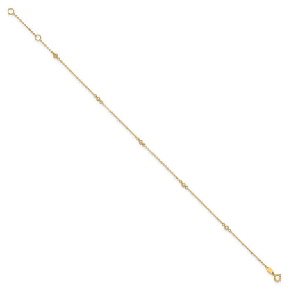 14k Yellow Gold Bezel-set CZ 5-Station 10" Anklet