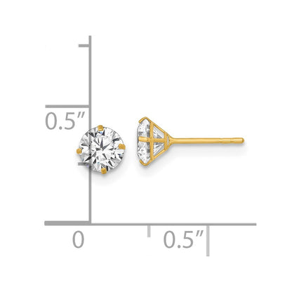14k Yellow Gold Polished 5.00mm Round CZ Stud Earrings