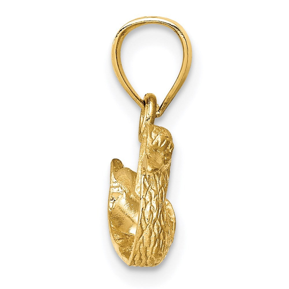 14k Yellow Gold Diamond-cut Duck Pendant
