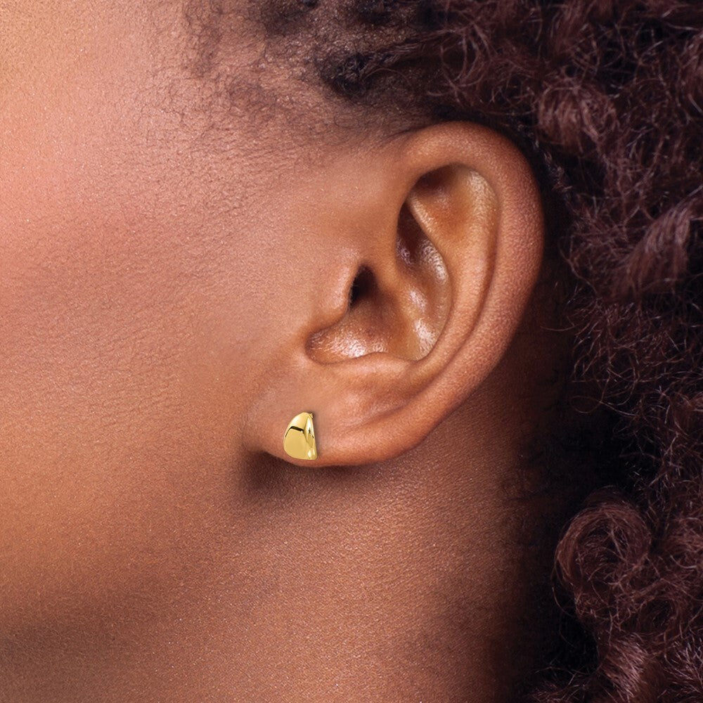 14k Yellow Gold Polished Wavy Stud Earrings Gift for Women