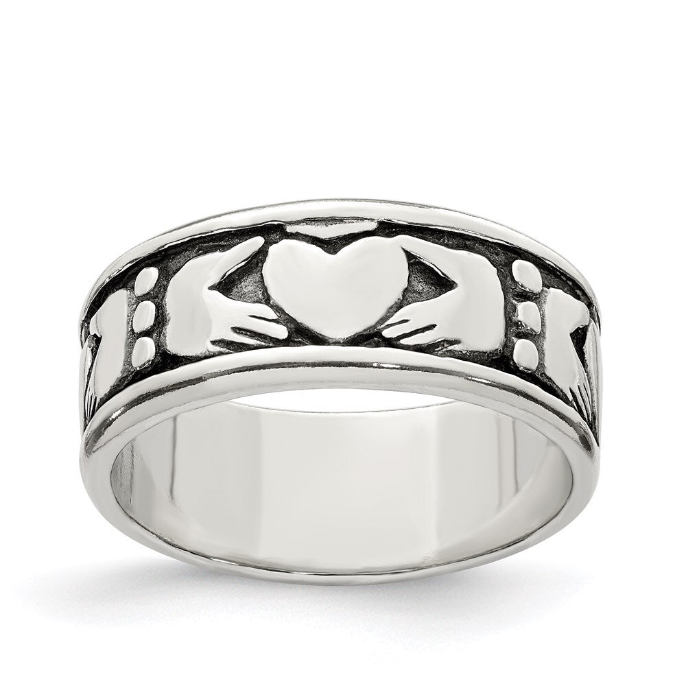 Sterling Silver Claddagh Design Ring Size 10