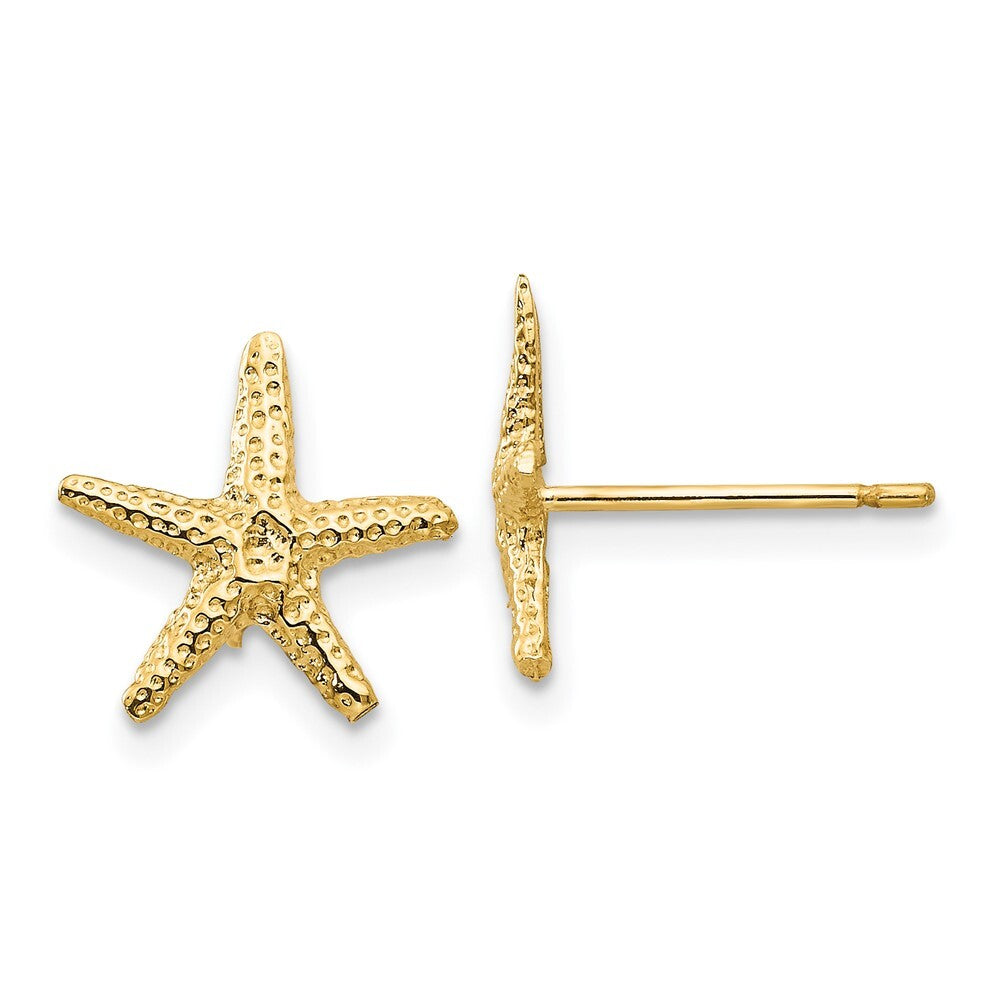 14k Yellow Gold Starfish Stud Earrings Gift for Women