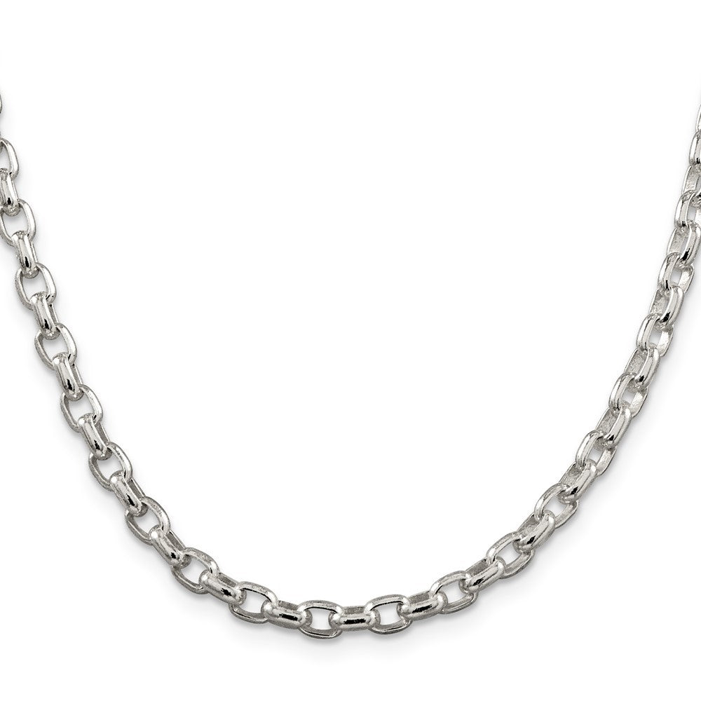 Sterling Silver 4.4mm Oval Fancy Rolo Chain Necklace
