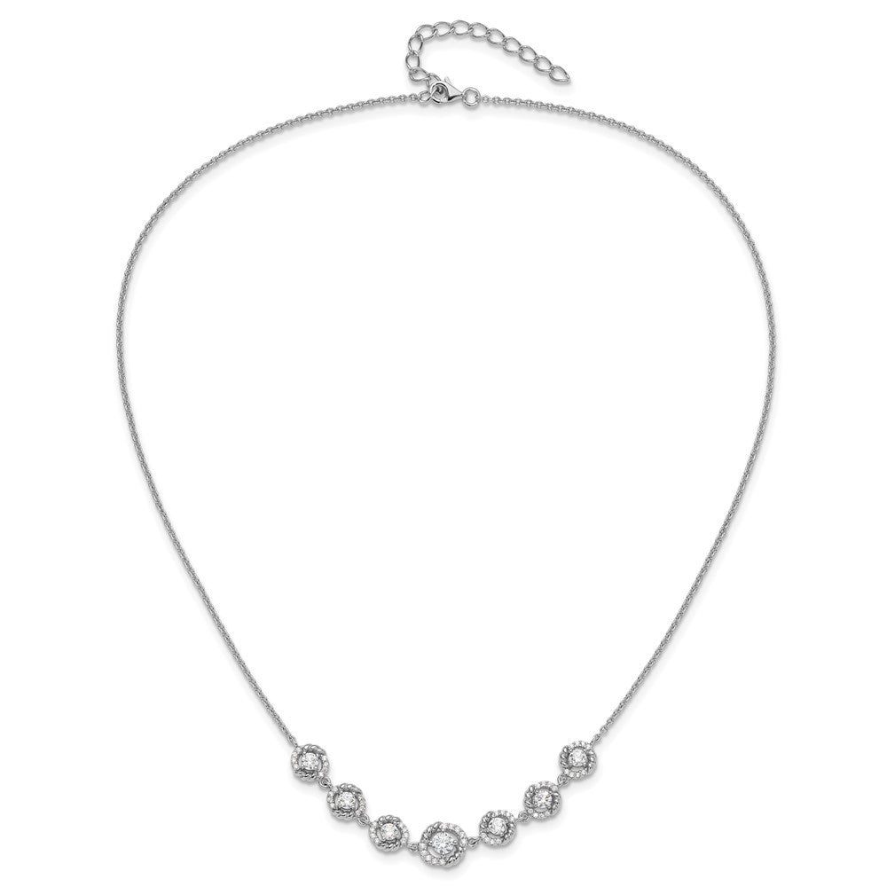 Pure Fire Sterling Silver Rhod-plated Fancy CZ 17.75in w/2in ext Necklace