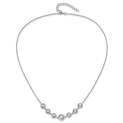 Pure Fire Sterling Silver Rhod-plated Fancy CZ 17.75in w/2in ext Necklace