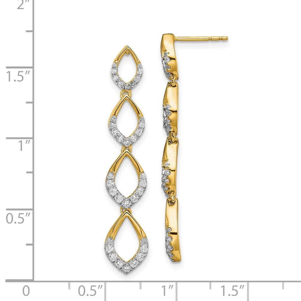14k Yellow Gold Polished Dangle Diamond Earrings
