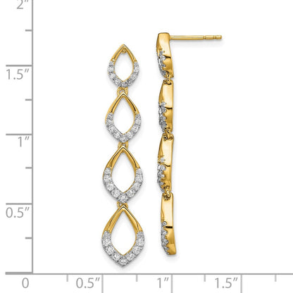 14k Yellow Gold Polished Dangle Diamond Earrings