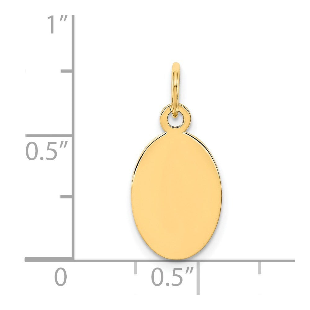 14k Yellow Gold Plain .009 Gauge Engravable Oval Disc Charm Pendant for Women