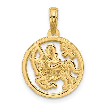 14k Yellow Gold Polished Round Sagittarius Pendant for Women