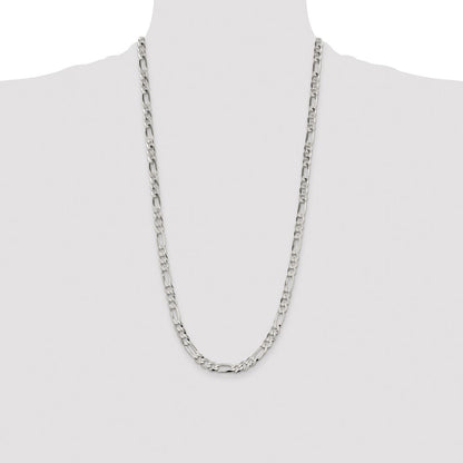 Sterling Silver 7.0mm Lightweight Flat Figaro Chain