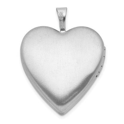 Sterling Silver Rh-plate Polish Satin Epoxy 20mm I Love You Rose Locket
