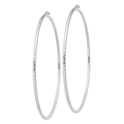 Sterling Silver 2mm Diamond Cut Hoop Earrings