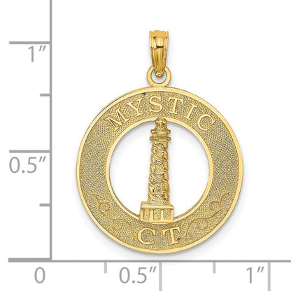 14k Yellow Gold MYSTIC CT Lighthouse Charm Pendant for Women
