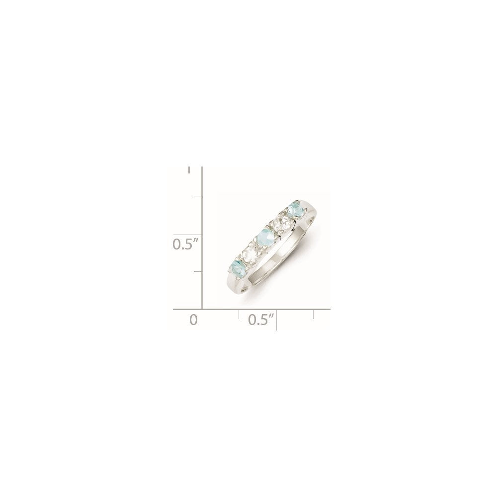 Sterling Silver Light Blue & White Cubic Zirconia Ring Size 7
