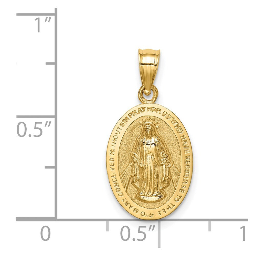 14k Yellow Gold Polished Miraculous Medal Pendant for Women