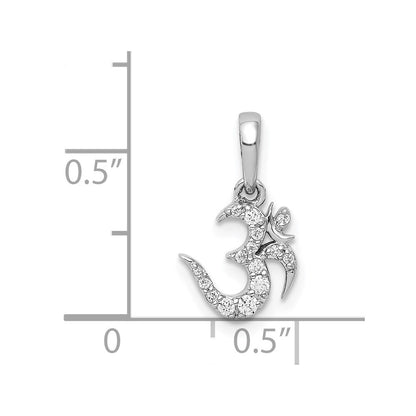 14k White Gold 1/10ct. Diamond Om Symbol Pendant for Women