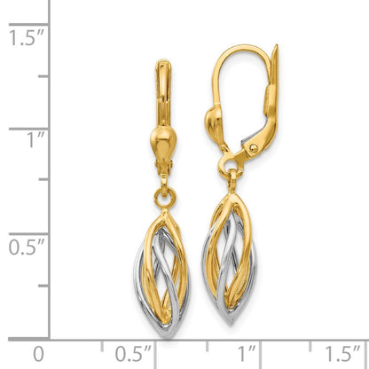14K Two-Tone Polished Drop Dangle Earrings