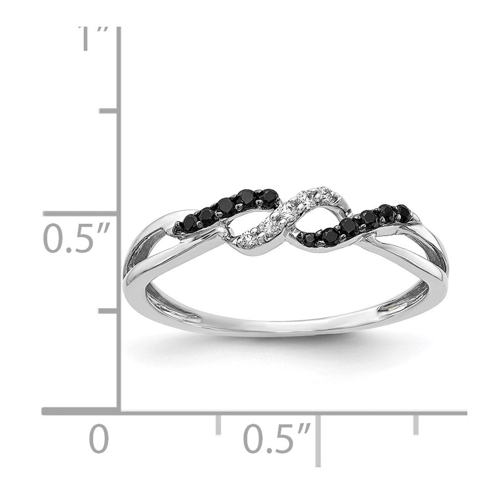 14k White Gold w/ Black and White Diamond Twist Ring Size 13