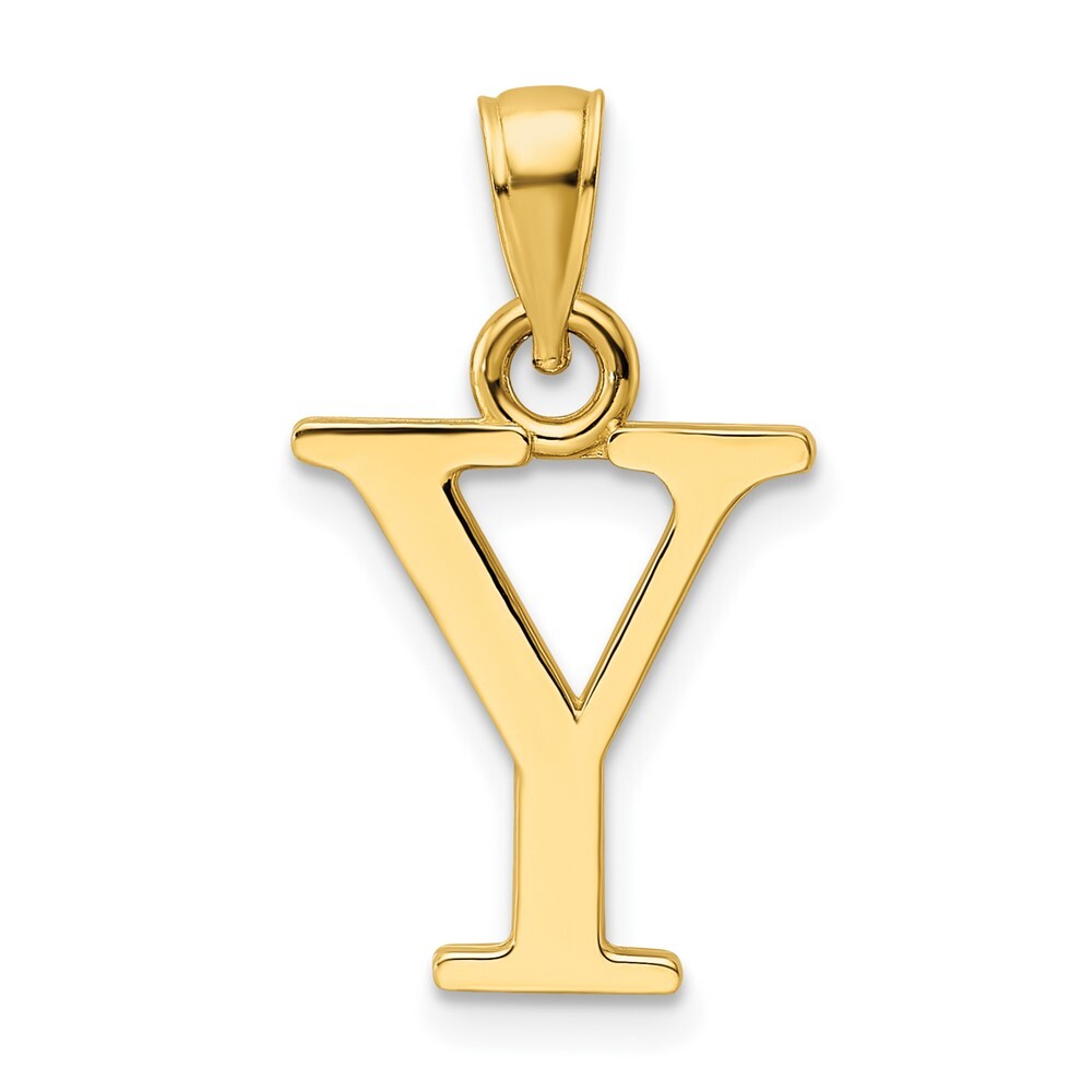 14k Yellow Gold Polished Letter Y Pendant for Women