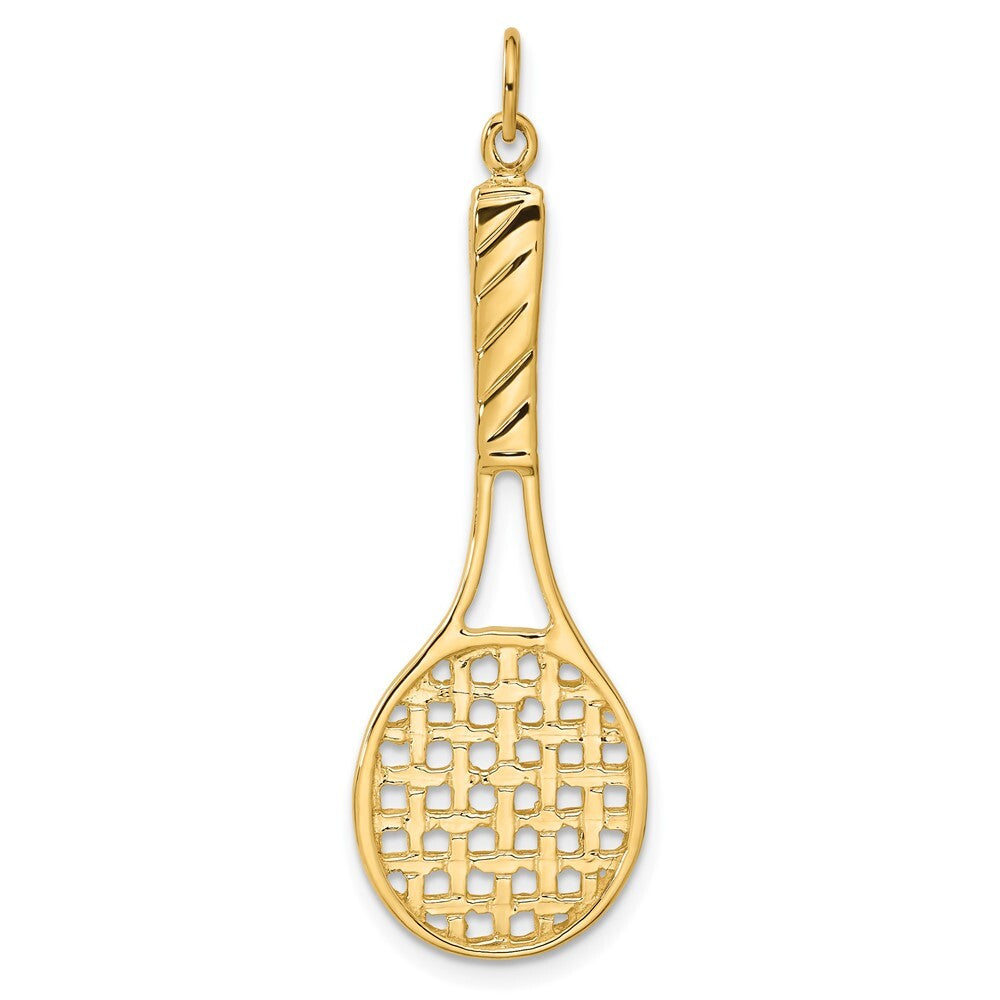 14k Yellow Gold 3D Tennis Racquet Pendant